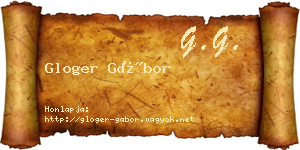 Gloger Gábor névjegykártya